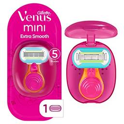 Gillette Venus Mini barbeador extra suave para mulheres, inclui 1 mini navalha Venus, 1 refil de lâmina, 1 estojo de viagem