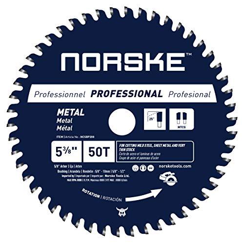 Norske Tools Lâmina de serra de corte de metal 50T NCSBP208 5-3/8" para telhado de aço, revestimento de metal, tubo de aço, parafusos de aço e mais 2 buchas (5/8" a 10 mm e 5/8" a 1/2")