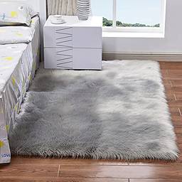 Staright Tapetes longos de pelúcia ultra macios em formato retangular Tapete de lã de pele de carneiro falso para sala de estar, quarto, varanda, tapetes