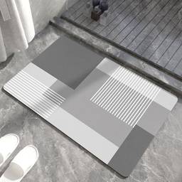 Auntzyj Tapete de banho de terra diatomácea, tapetes de banho de secagem rápida, adequado para banheiros, cozinhas e banheiros. (60x40cm, Quadrados cinza e branco)