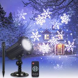 KKmoon Projetor de luz de projeção animado LED branco floco de neve luzes do projetor slides de animação Iluminação decorativa para festa de férias Quintal jardim EUA