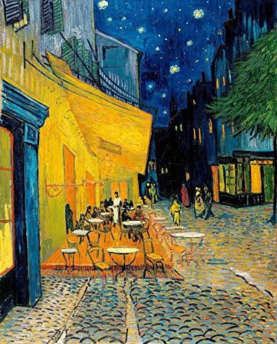 O Terraço do Café à Noite de Vincent van Gogh - 50x62 - Tela Canvas Para Quadro