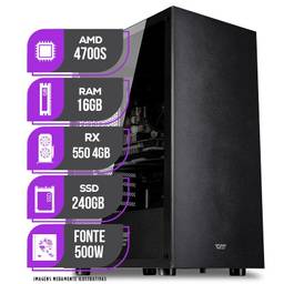PC Gamer Mancer, AMD 4700S, 16GB De Memória Ram, RX 550 4GB, SSD 240GB, Fonte 500W 80 Plus