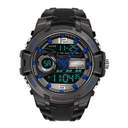 SANDA Relógio Esportivo Relógio Masculino à Prova D'água Analógico Luminoso Moda Militar LED Digital Multifuncional Relógio Masculino (Black Blue)