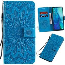 Capa carteira XYX para Galaxy A51, Samsung A51 Girassol Capa protetora de couro PU para Samsung A51 SM-A515 (azul)