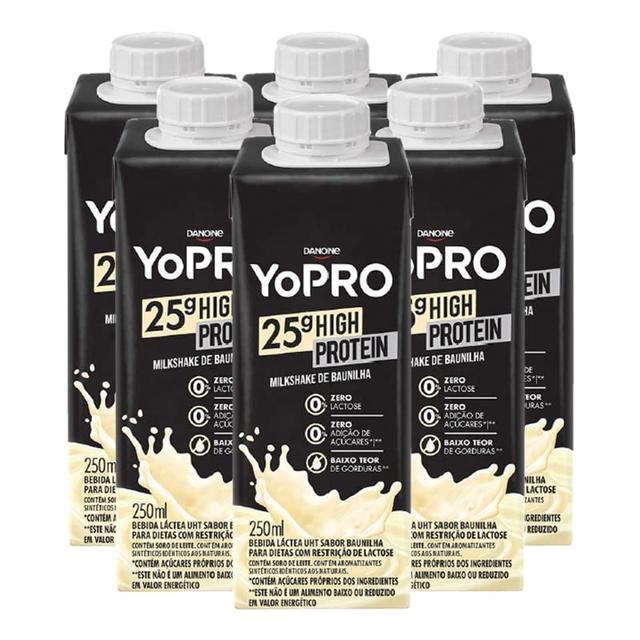 YoPRO Bebida Láctea UHT Milkshake de Baunilha 25g de proteínas 250ml com 6 Unidades