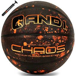AND1 Bola de basquete de borracha Chaos: (esvaziada com bomba incluída), tamanho oficial, basquete com bomba, tamanho 7, Grafite verde/vermelho, 5A1BK0102E9
