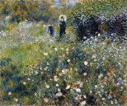 Mulher com Sombrinha no Jardim de Pierre-Auguste Renoir - 60x71 - Tela Canvas Para Quadro