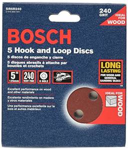 Bosch Discos de lixamento SR5R240 5 peças 240 Grit 5 polegadas 8 furos Hook-And Loop