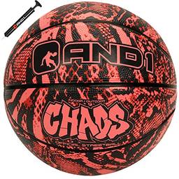 AND1 Chaos Basketball: Bola de basquete de borracha tamanho 7 (74,9 cm) - construção de canal profundo, feita para jogos internos e externos