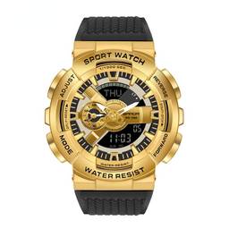 SANDA Relógio Masculino Sanda Criativo Impermeável Relógio Esportivo Quartzo Multifuncional Relógio Militar Masculino (Black Gold)