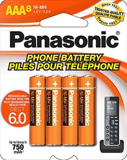 Panasonic Baterias recarregáveis HHR-4DPA/8BA AAA NiMH genuínas para telefones DECT sem fio, pacote com 8