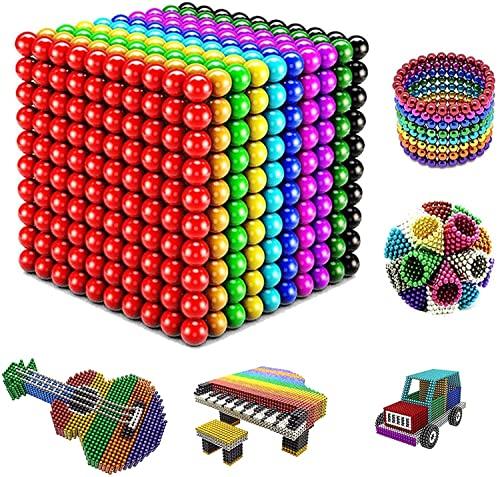 Bola magnética de cor 5mm 1000, conjunto de bola magnética de com ímã mágico para construção de cubos de brinquedo para alívio do estresse…