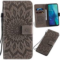Capa carteira XYX para Galaxy A51, Samsung A51 Girassol Capa protetora de couro PU para Samsung A51 SM-A515 (cinza)