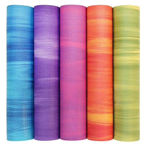 Tapete de Yoga tie dye ganges, PVC eco, confortável, yoga mat indicado para iniciantes, ginástica e pilates 183x60cm (Azul/Aqua)