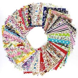 Garneck 60 peças de tecido de algodão quadrados mistos pacote de costura patchwork panos acolchoados costura pré-cortada lençóis quadrados florais para artesanato DIY Patchwork (25 x 20 cm)
