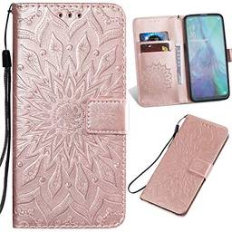 Capa carteira XYX para Galaxy A51, Samsung A51 Girassol Capa protetora de couro PU para Samsung A51 SM-A515 (ouro rosa)