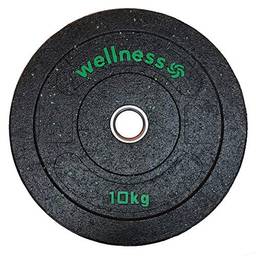 Anilha Olímpica Borracha New Bumper Plate 10kg Wellness - Multilaser, WK007, Preto/Verde