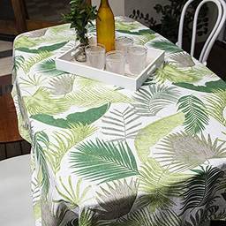 Toalha de mesa estampada Folhagem Verde | Tecido Jacquard | Fácil de Lavar e Secar | 4, 6 e 8 lugares (4 lugares (1,35cm x 1,35cm))