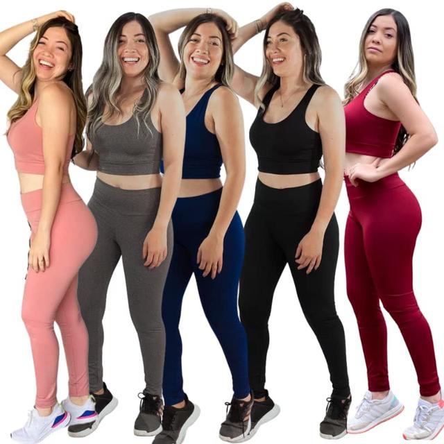 Conjunto Fitness Academia Feminino Calça Legging e Top Sem Bojo (G 42/44, Bordo)
